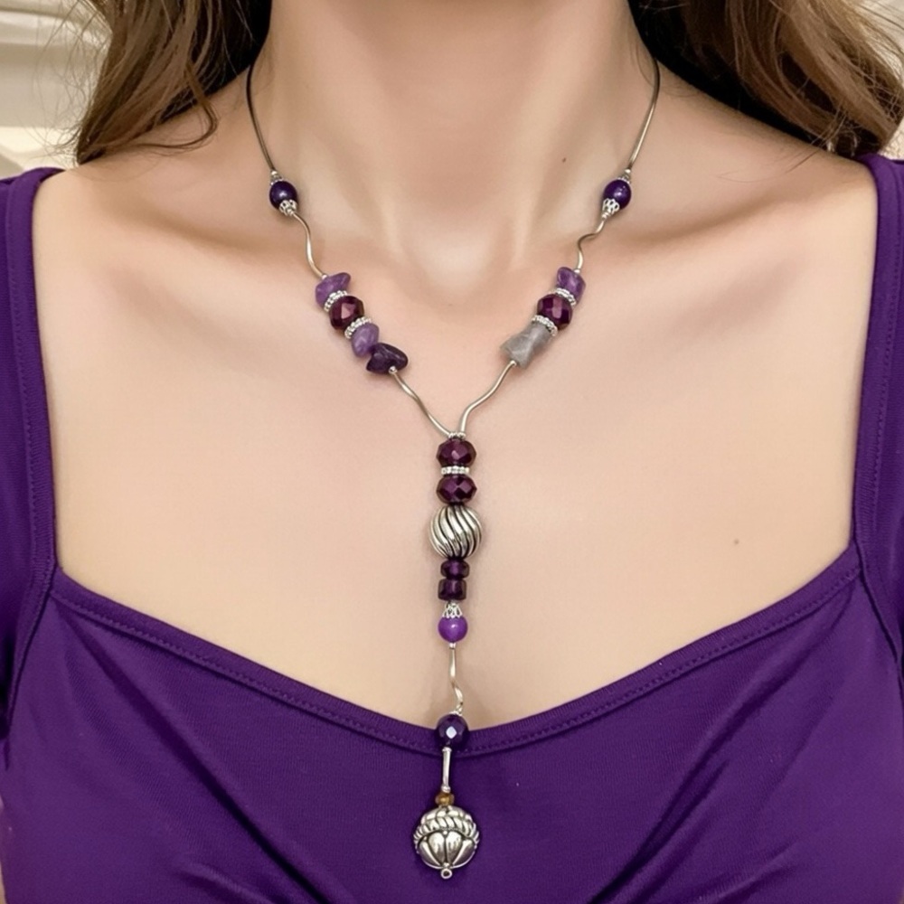 Handmade Beautiful Purple Beaded Necklace